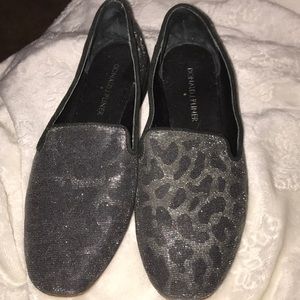 Donald J Pliner black and sliver metallic loafer 6